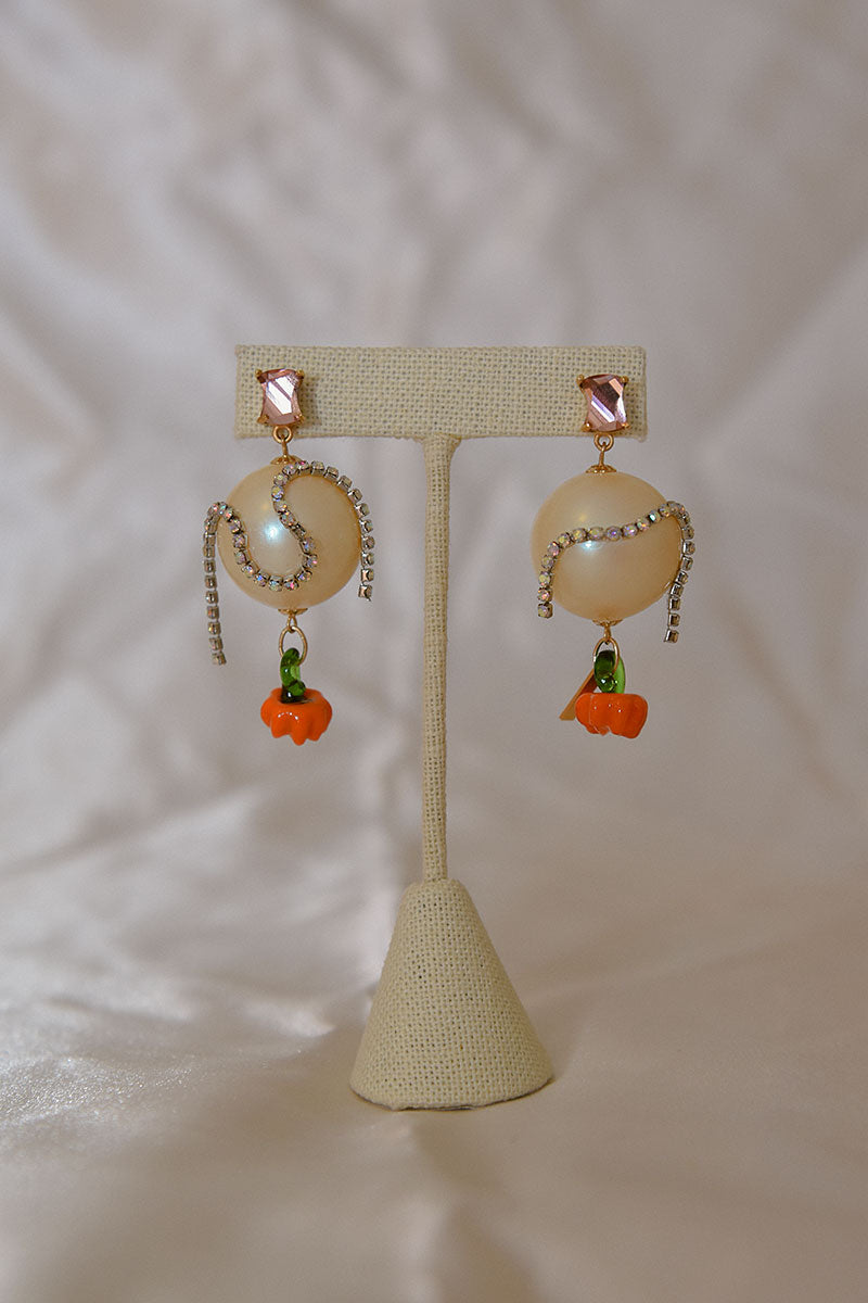 Pearl Ball Earrings - Pumpkin