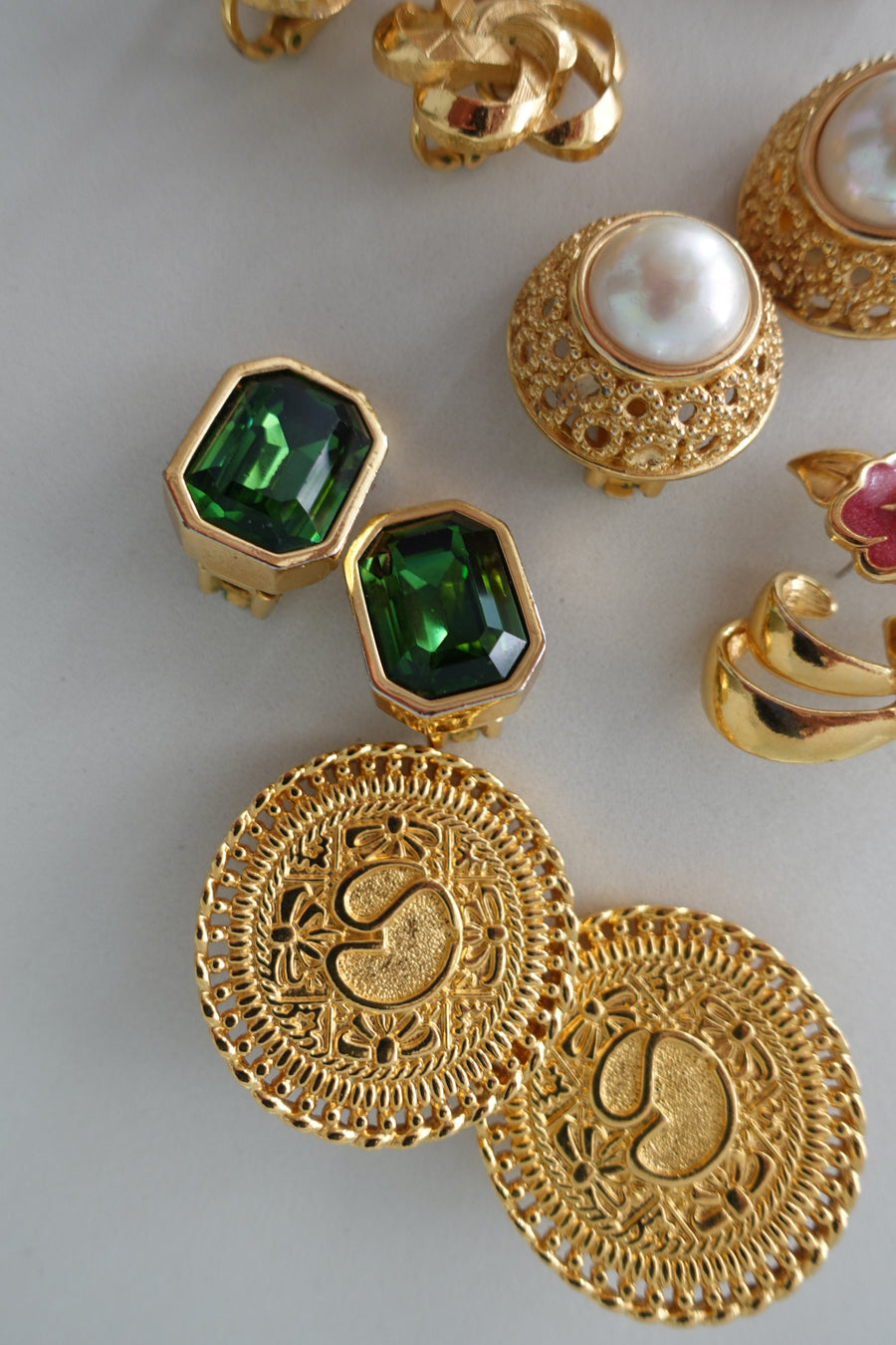 St. John Round Logo Clip-on Earrings