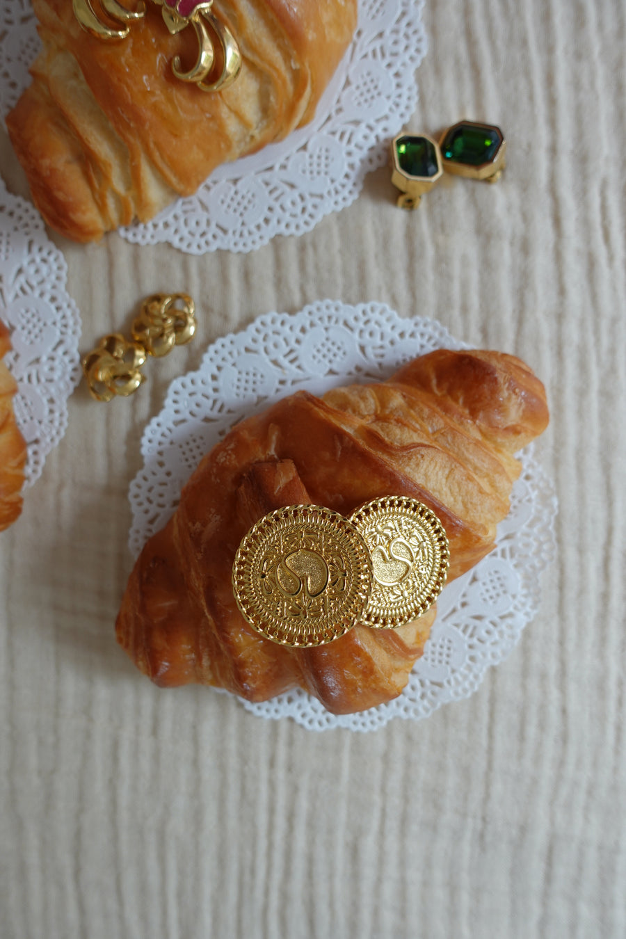 St. John Round Logo Clip-on Earrings