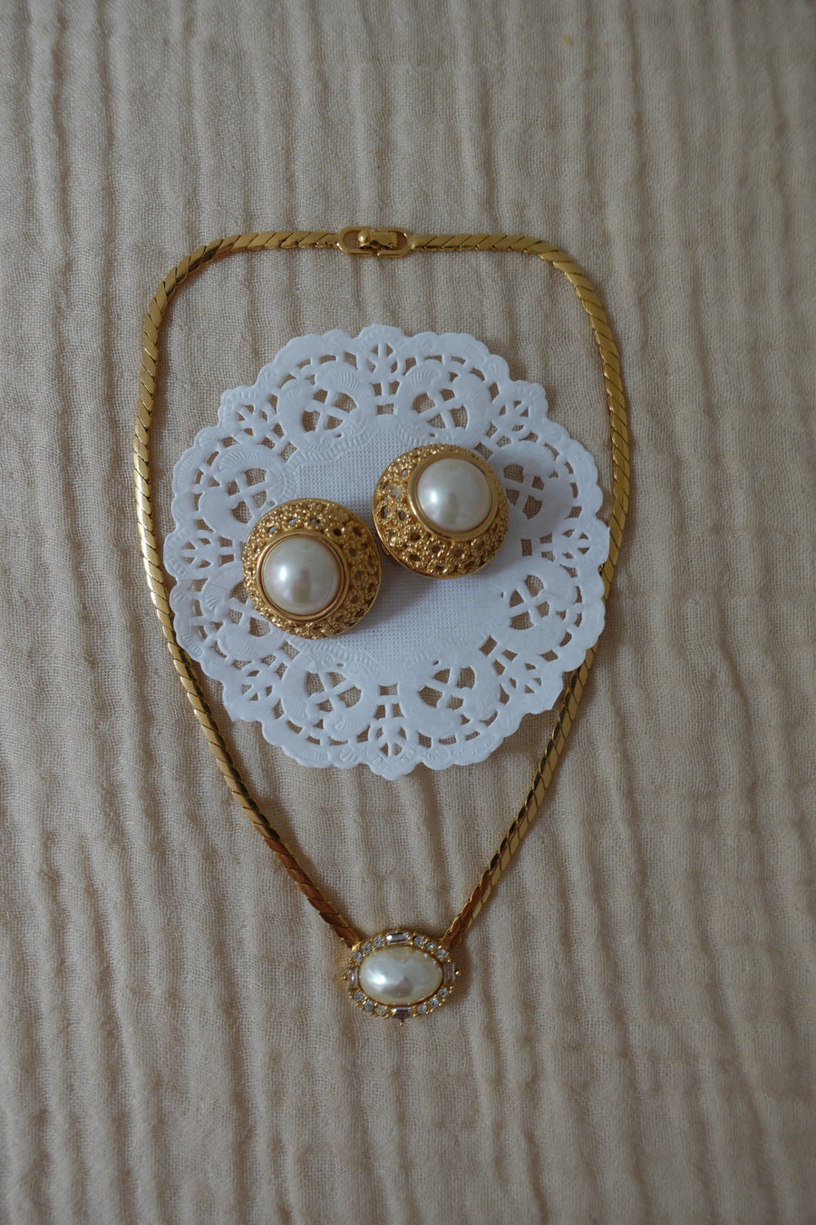 Dior Pearl Stud Diamonds Necklace