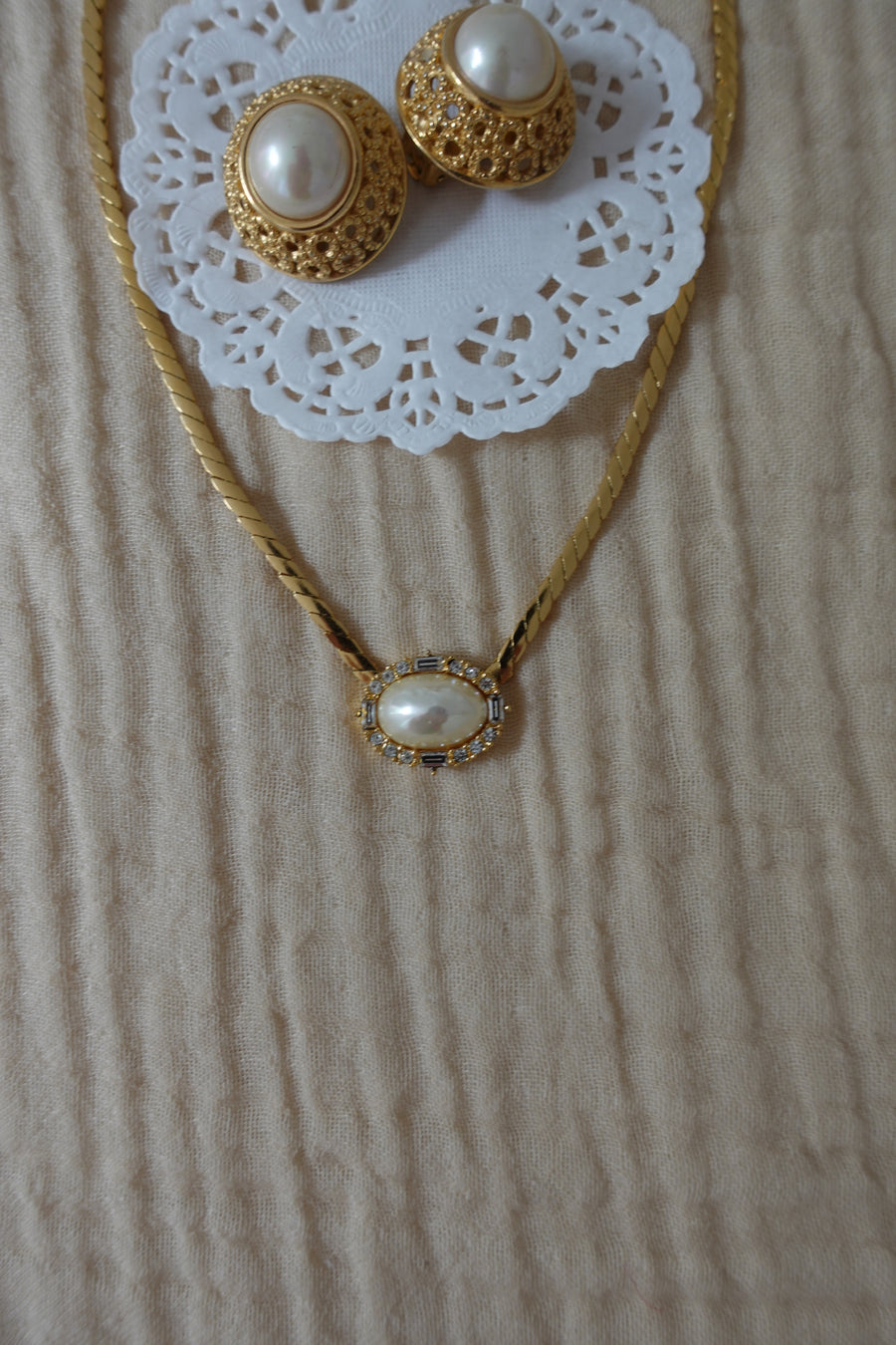Dior Pearl Stud Diamonds Necklace