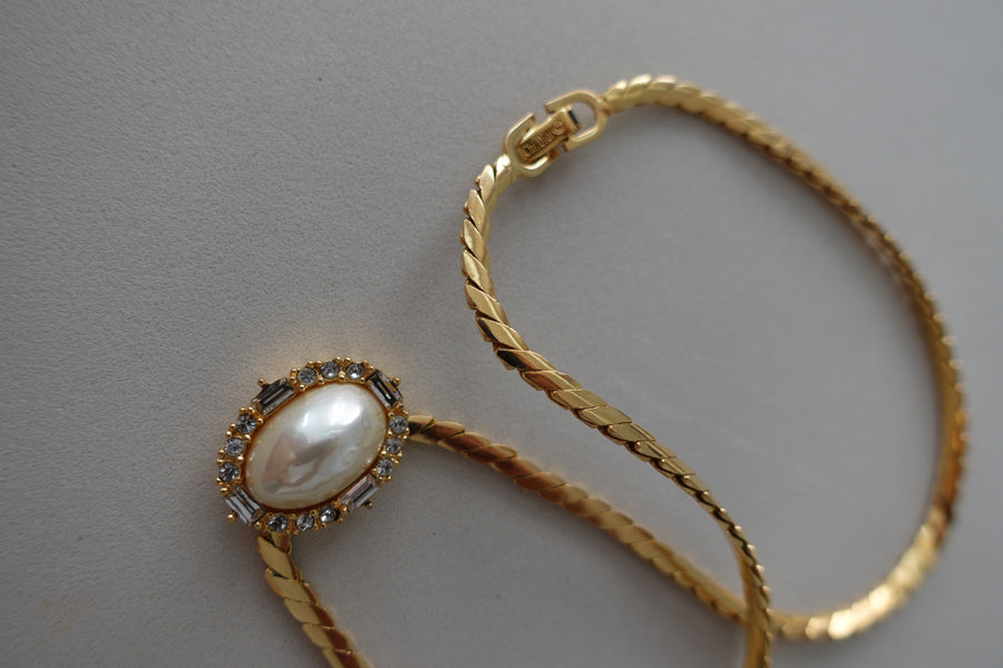 Dior Pearl Stud Diamonds Necklace