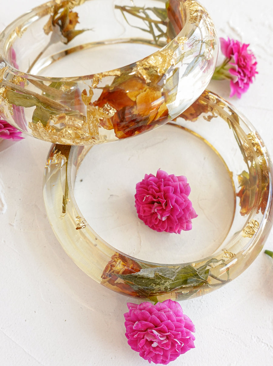 Flower Lake Bangle With Gold Foil Pieces