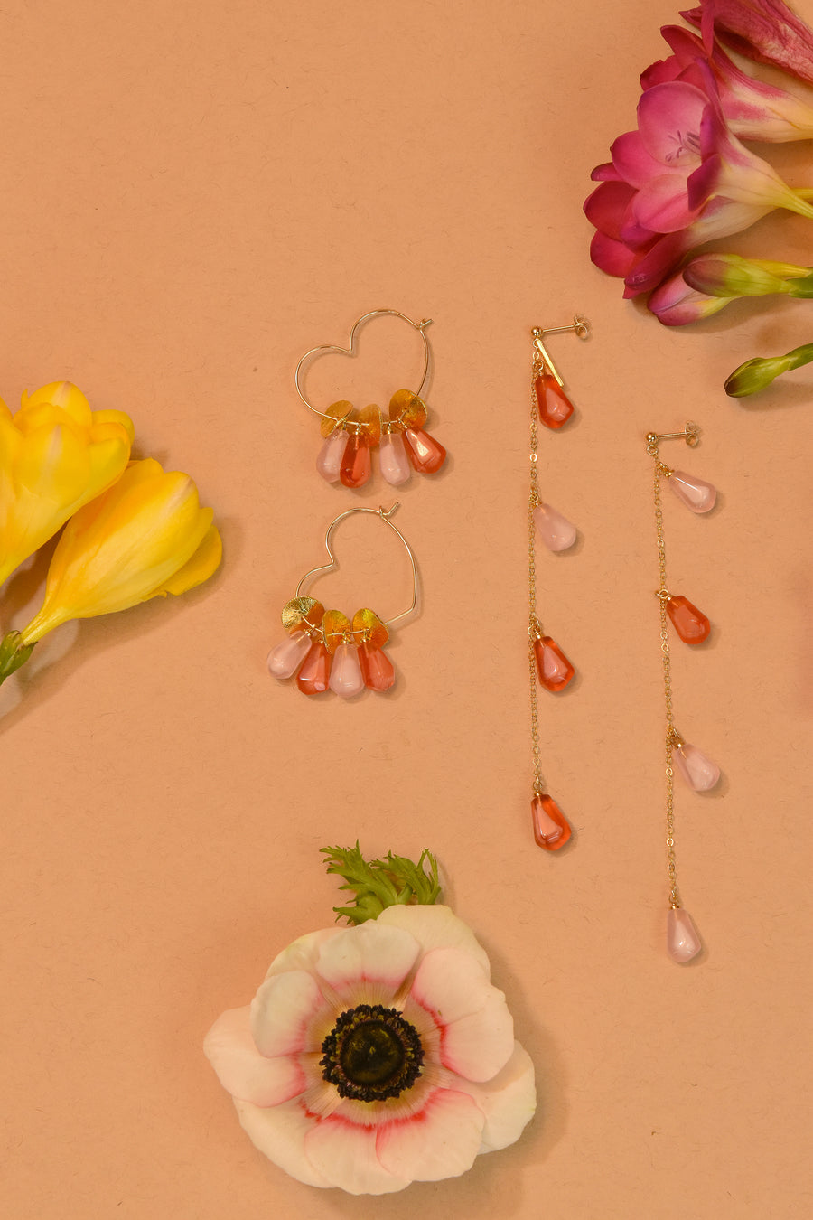 BARELY PINK POMEGRANATE Drop Earrings