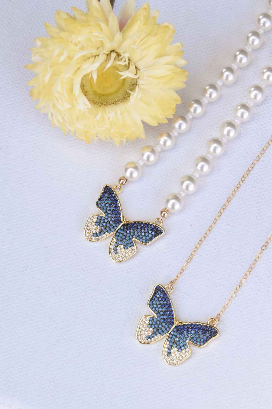 BLUE PEARLY BUTTERFLY Necklace